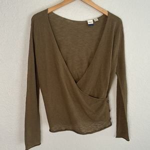 NEW Roxy In Like With You Sweater Wrap Olive Green Small Beachy Boho Indie